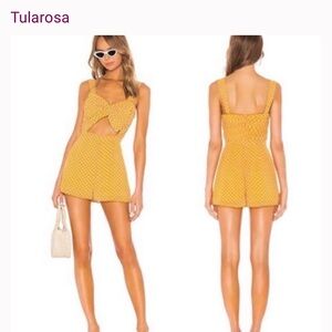 Revolve - Tularosa Yellow Polka Dot Romper size M